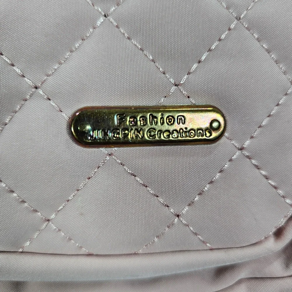 Fashion JINGPIN Creations Pink Quilted Nylon Sling Bag Crossbody Backpack